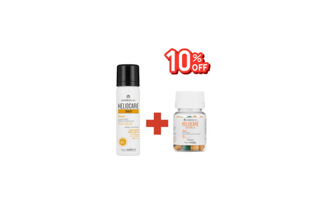 Heliocare 360 Airgel SPF 50 + Heliocare Ultra-D Capsules 10% Discount اشتري واقي شمس الموضعي مع الكبسولات من هيليوكير بخصم 10%